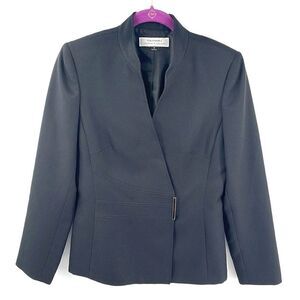 Tahari black double breasted blazer coat jacket 6 EUC black wrap